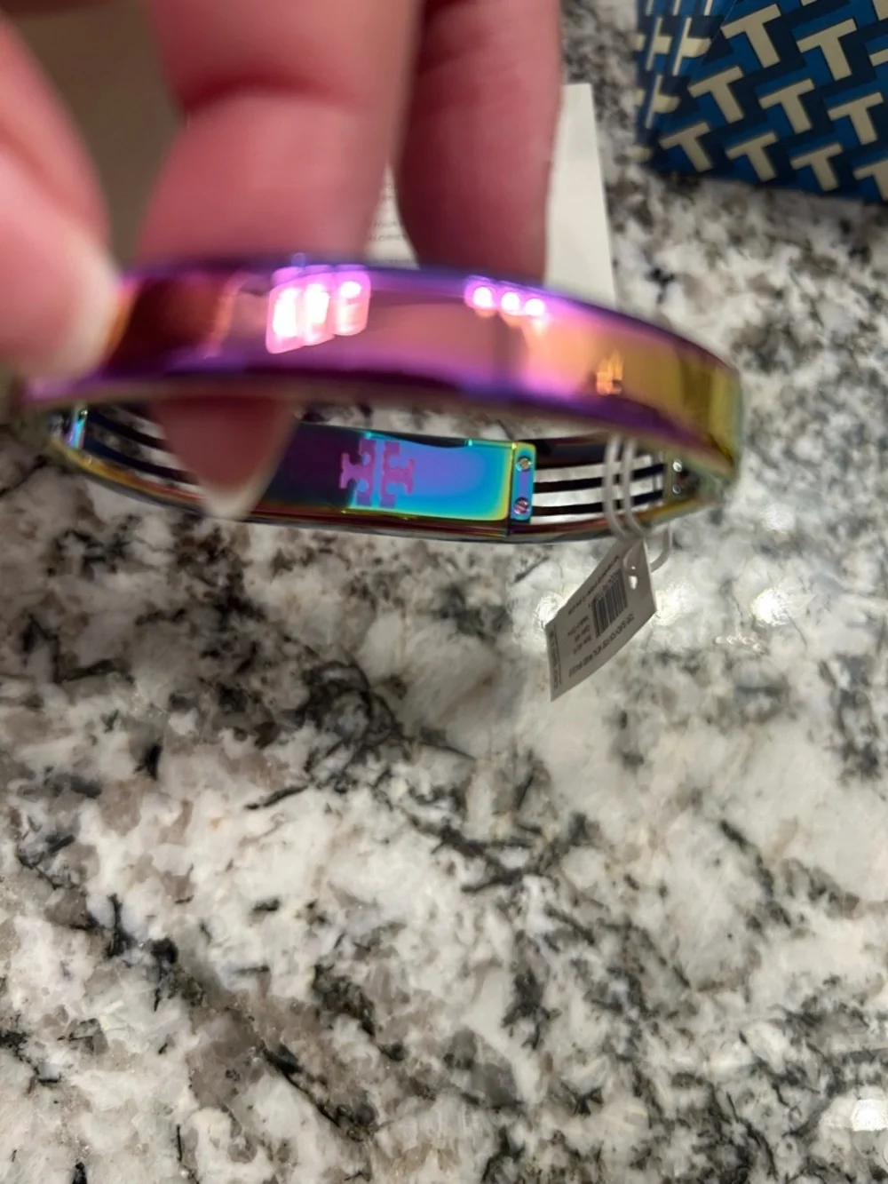 Tory Burch Fitbit Multi-Color Rainbow Metal Hinged Bracelet New in box